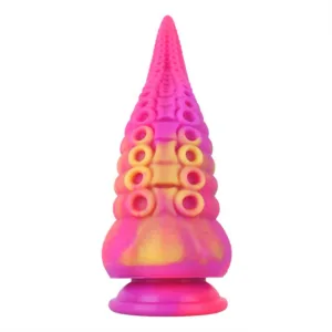 8.8 Inch Pink / Orange Squid Tentacle Silicone Dildo